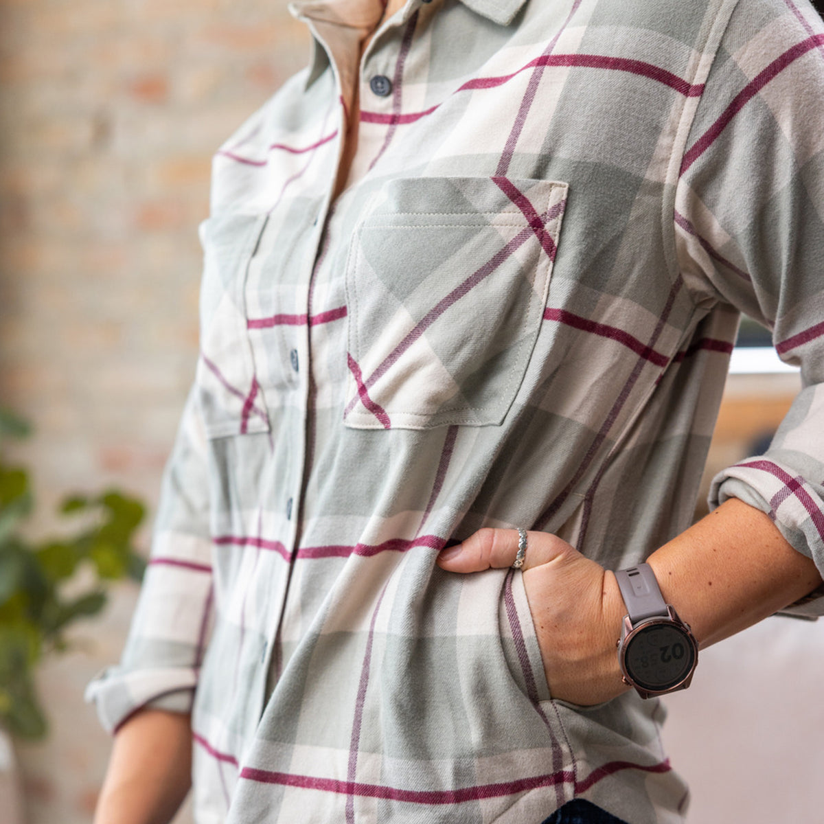 Vertx Lena Women's Stretch Flannel Shirt mountain sage buffalo plaid
