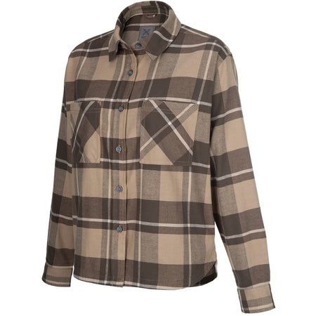 Vertx Lena Women's Stretch Flannel Shirt smoked tan plaid