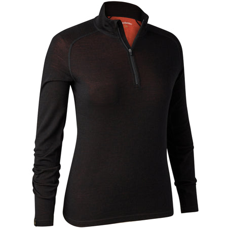 Deerhunter Lady Quinn Merino Unterhemd mit Zipper black oak
