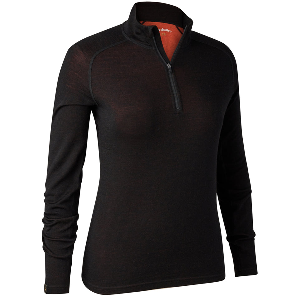 Deerhunter Lady Quinn Merino Unterhemd mit Zipper black oak