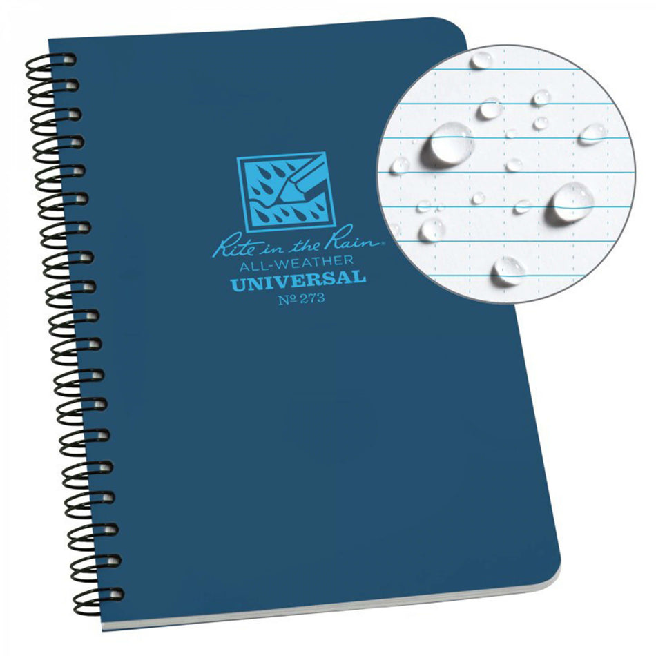 Rite in the Rain Side Spiral Notebook 4 5/8" x 7" blau