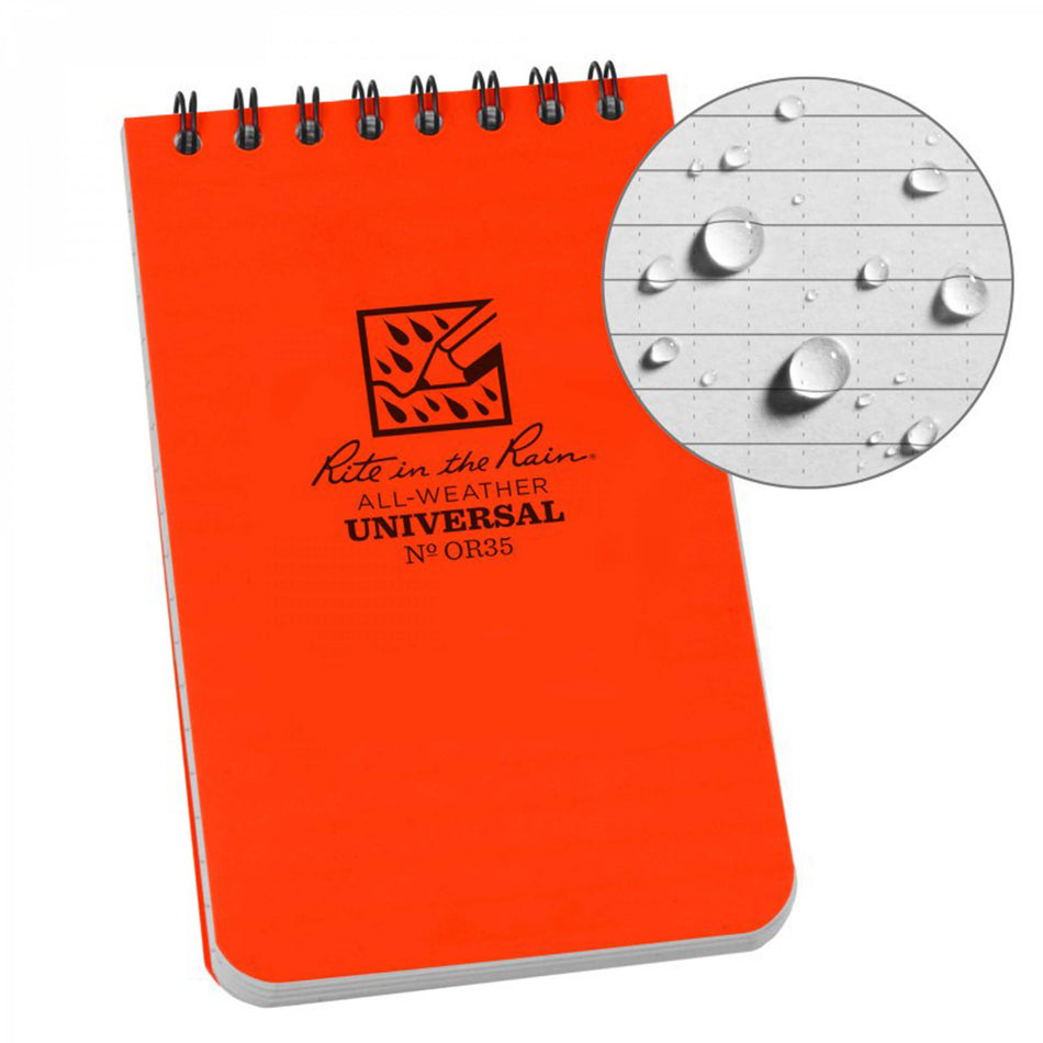 Rite in the Rain Top Spiral Notebook 3" x 5" orange