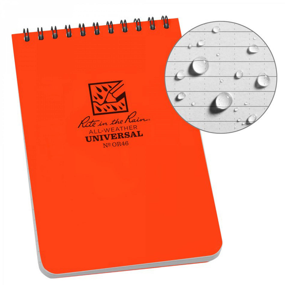 Rite in the Rain 4" x 6" Top Spiral Notebook OR46 orange