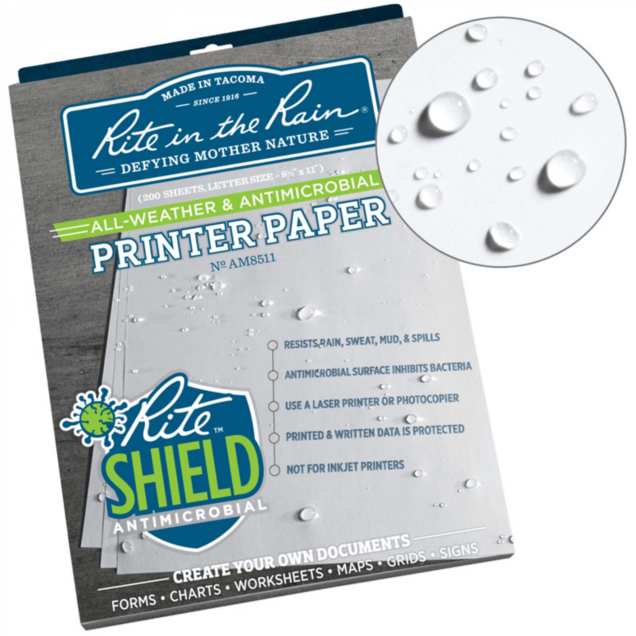 Rite in the Rain Antimicrobial Printer Paper No AM8511