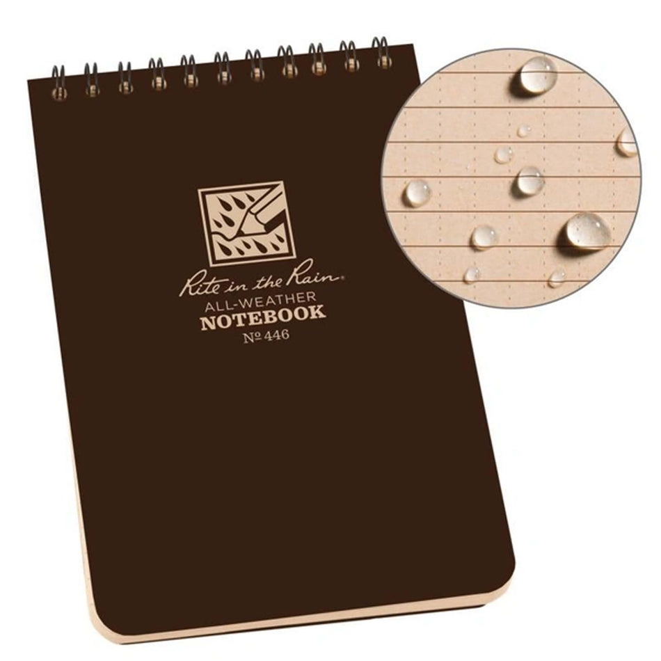 Rite in the Rain Top Spiral Notebook 4" x 6" braun