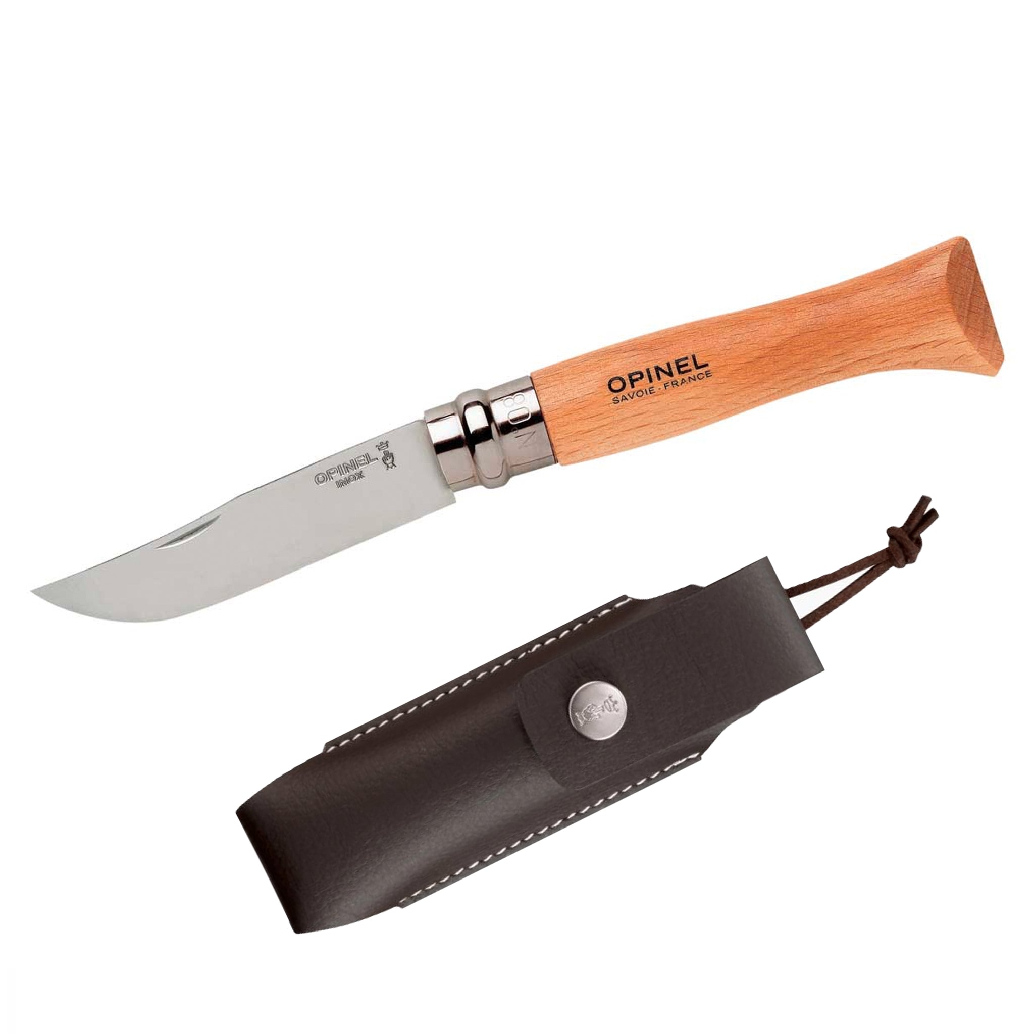 Opinel No.08 Taschenmesser Rostfrei mit Etui natur