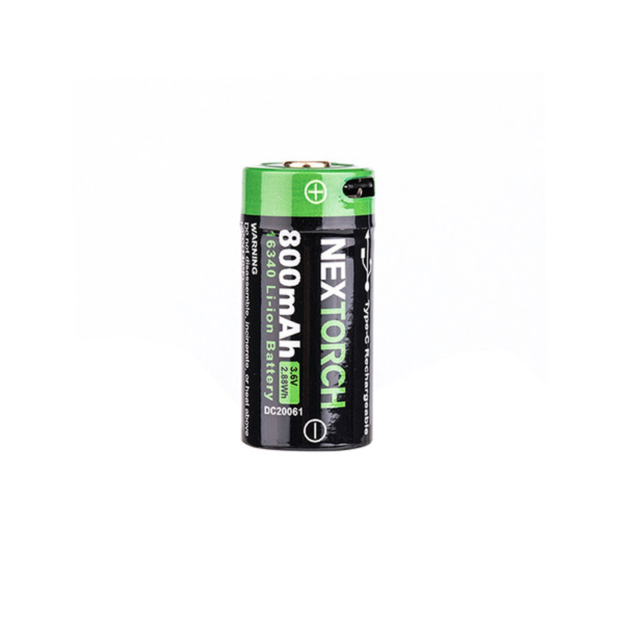 Nextorch 16340 3.6V 800 mAh Li-ion Akku mit USB-Port