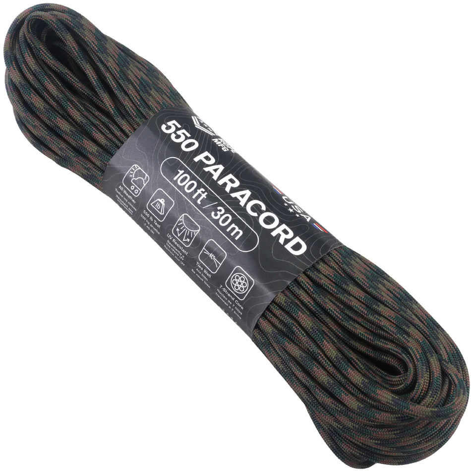Atwood Rope Paracord 550 Typ III Seil 30m woodland camo
