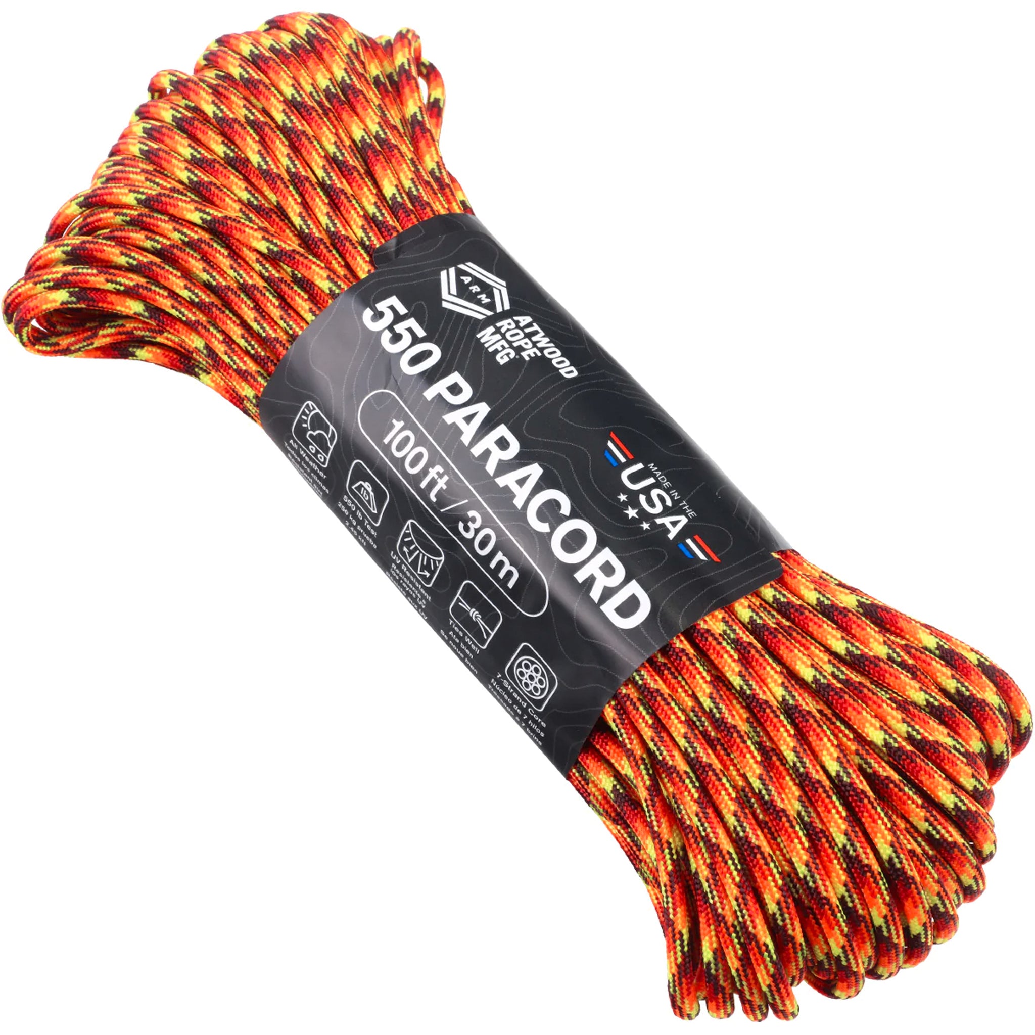 Atwood Rope Paracord 550 Typ III Seil 30m fireball