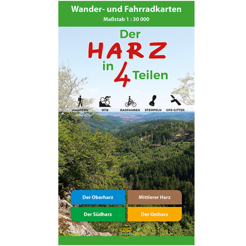 Der Harz in 4 Teilen - Wander- und Fahrradkarten-Set 1:30.000