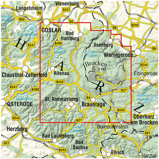 Der Brocken - Rad- und Wanderkarte 1:25.000