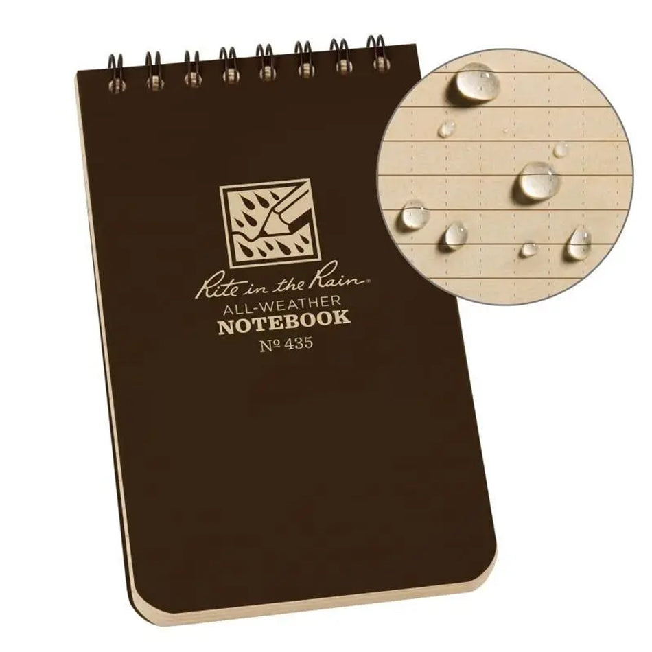 Rite in the Rain 3 x 5 Top Spiral Notebook 435 braun