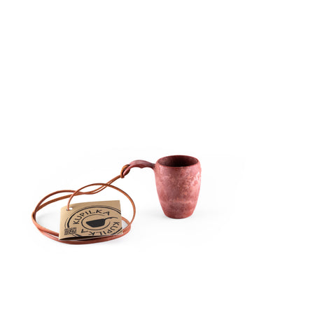 Kupilka 5 Shot Cup mit Lederkordel cranberry red