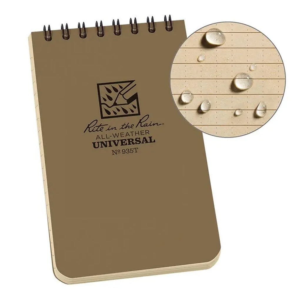 Rite in the Rain Tactical Top Spiral Notebook 3" x 5" tan