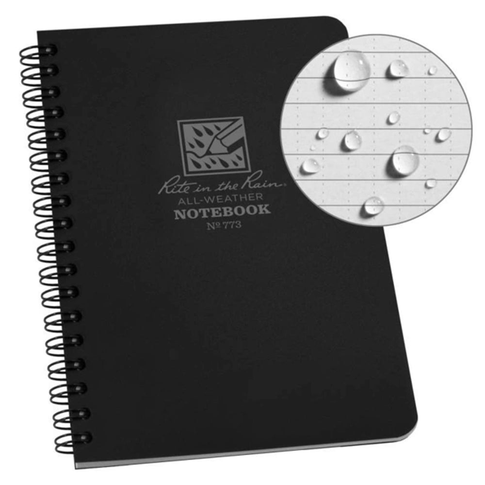 Rite in the Rain Side Spiral Notebook 4 5/8" x 7" black